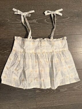 Jamie Kay White Plaid Tube Top with Pale Yellow Floral Toddler Girl